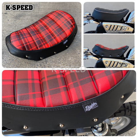 K-SPEED HM008 Low Seat With Red Scottish Pattern For HONDA Monkey125 Diabolus