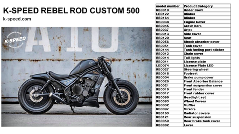 K-SPEED Custom full Kit Rebel Rod Custom 500 Diabolus