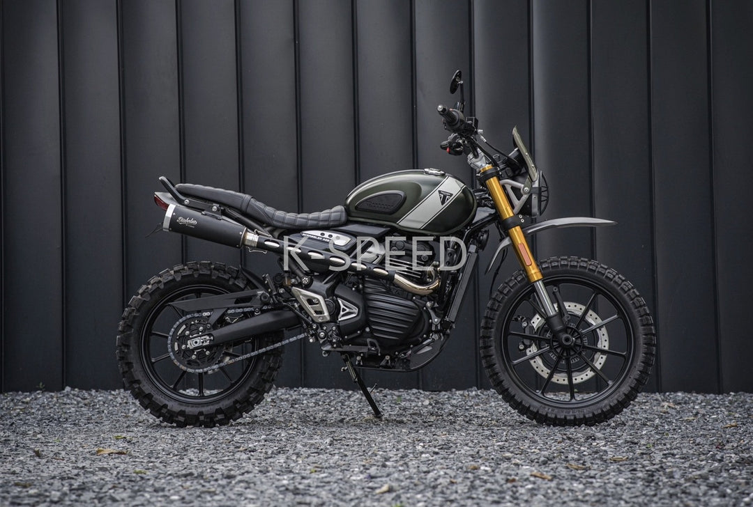 K-SPEED SX12 Exhaust silver color Scrambler style for Triumph