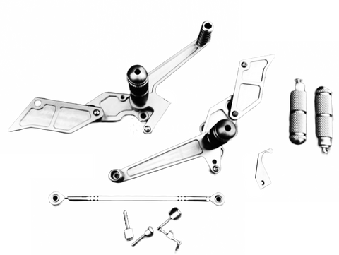 K-SPEED-GT61 Hinterer Zahnradsatz + hintere Fußstütze CNC-Silberfarbe für GT 650 &amp; Interceptor 650 Jahr 2019 – Diabolus