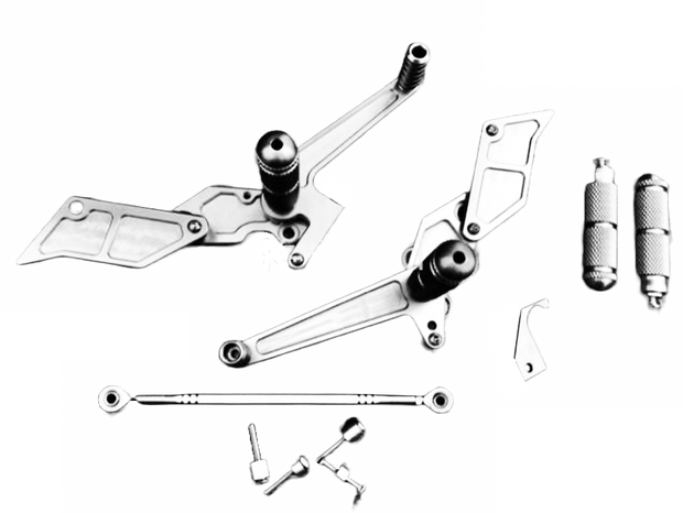 K-SPEED-GT61 Rear gear set + rear footrest CNC Silver color for GT 650 &amp; Interceptor 650 year 2019 - 2022