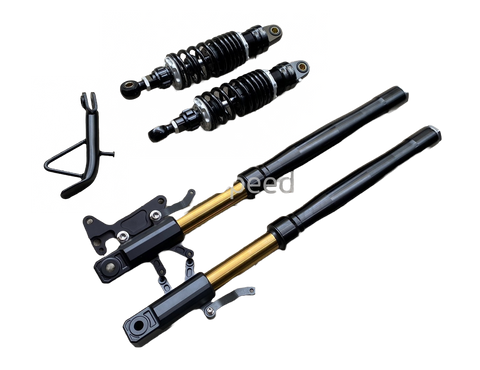 K-SPEED-DX043 Super Low Rear Shock Absorbers  (285mm) & Front Falk Set GOLD For HONDA Dax125 8cm Down!