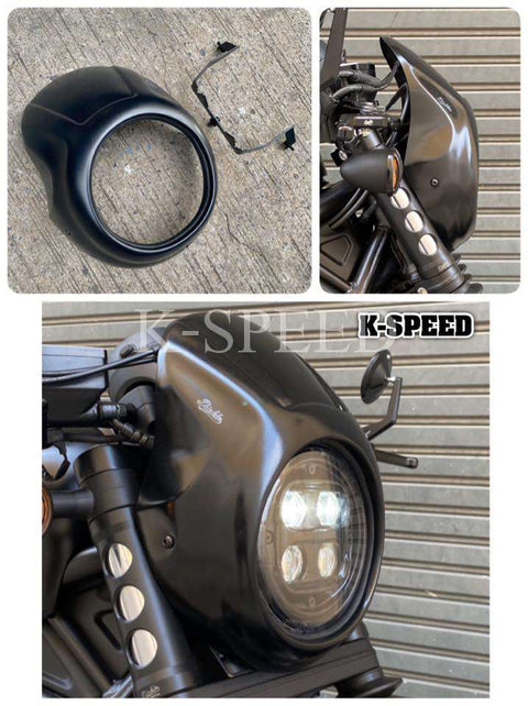 K-SPEED-RB0129 頭燈罩 Rebel 250、300 和 500 2020+ 年：Rebel Black Armor